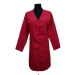 Halat medical roșu, model maneca lunga , nasturi