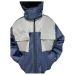 Geaca matlasata, model  in doua culori : gri si bleumarin