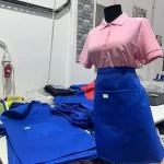 Set curățenie , tricou polo roz și sort albastru